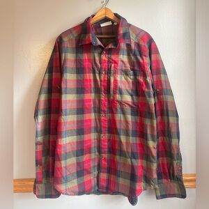 Fjallraven Mens Medium Red Plaid Long Sleeve Flannel